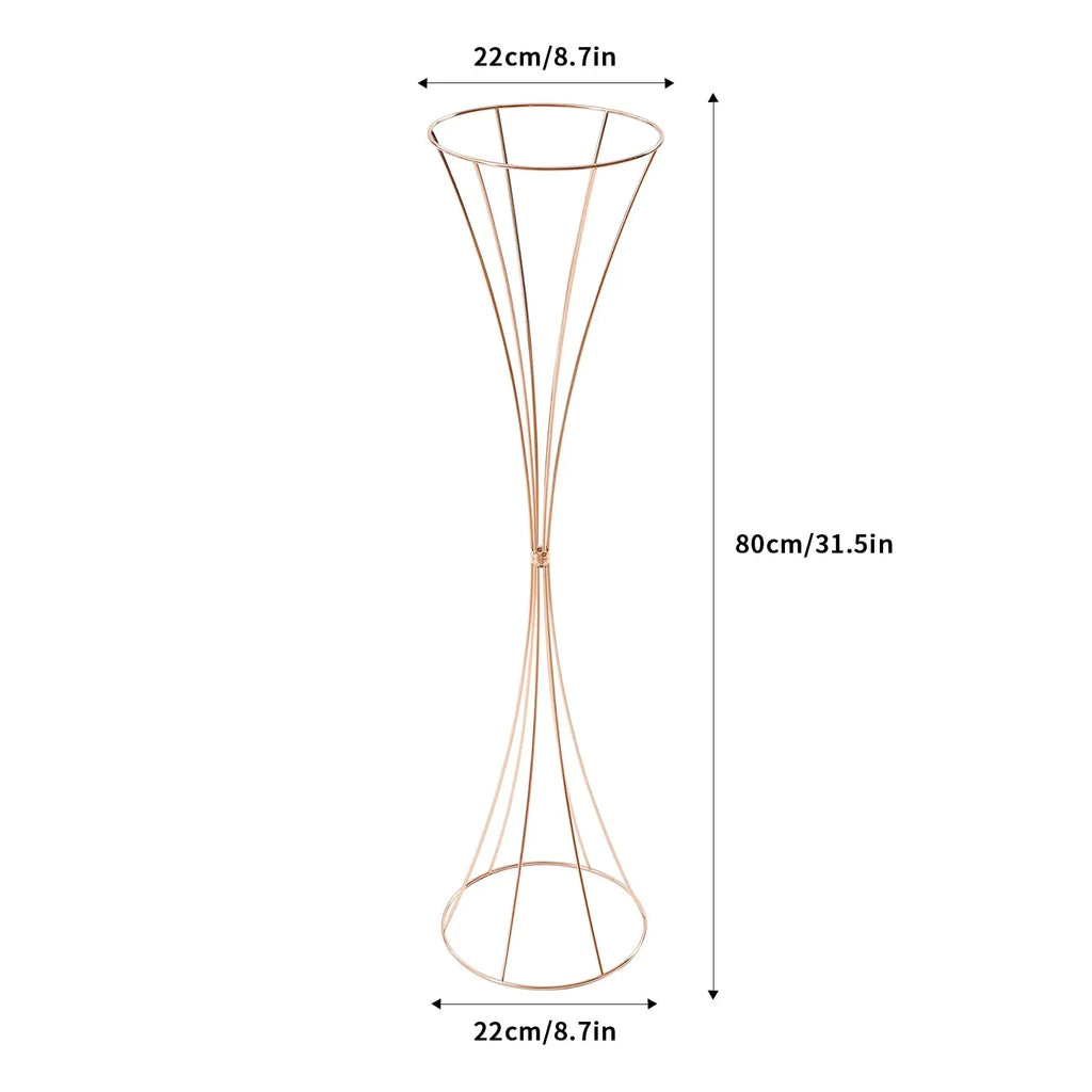 10 Pcs Gold Centerpieces Wedding Table Vase, 31.5 Inch Tall Trumpet Vase, Road Lead Arrangement Flower Stand for Anniversary Party B