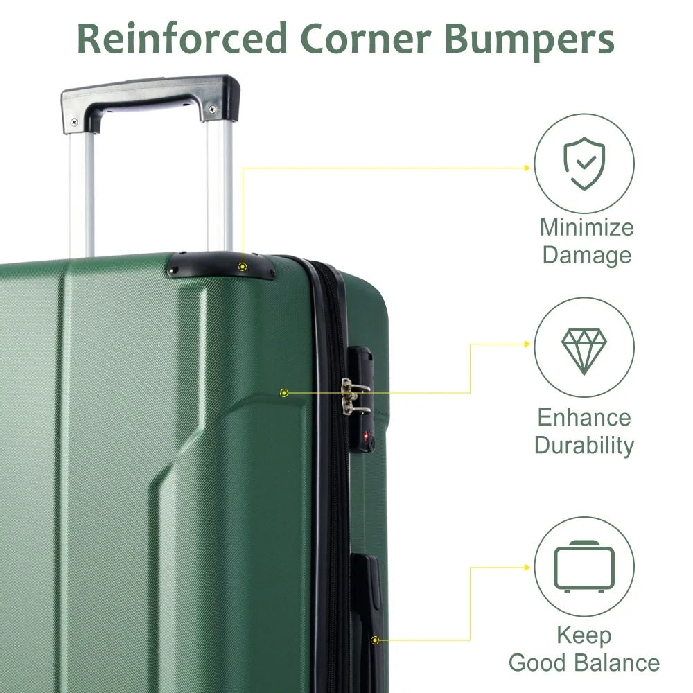 Hardshell ABS 2 Piece Expandable Luggage Set TSA Lock Spinner Wheels Travel Suitcase for Men Women