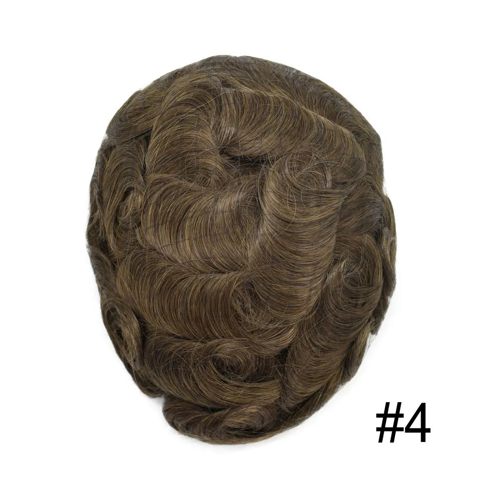Mens Toupee Full Poly 0.10mm Injection Pu Human Hair System Hairpieces Male Hair Prosthesis Male Wig for Hair Loss Solution