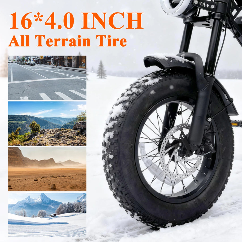 Bodywel M16 Off Road E Bike Adult Electric Bicycle 1500w 48V 15.6ah Mountain Electric Bike 16 Inch Fat Tire Outdoor Entertainmen