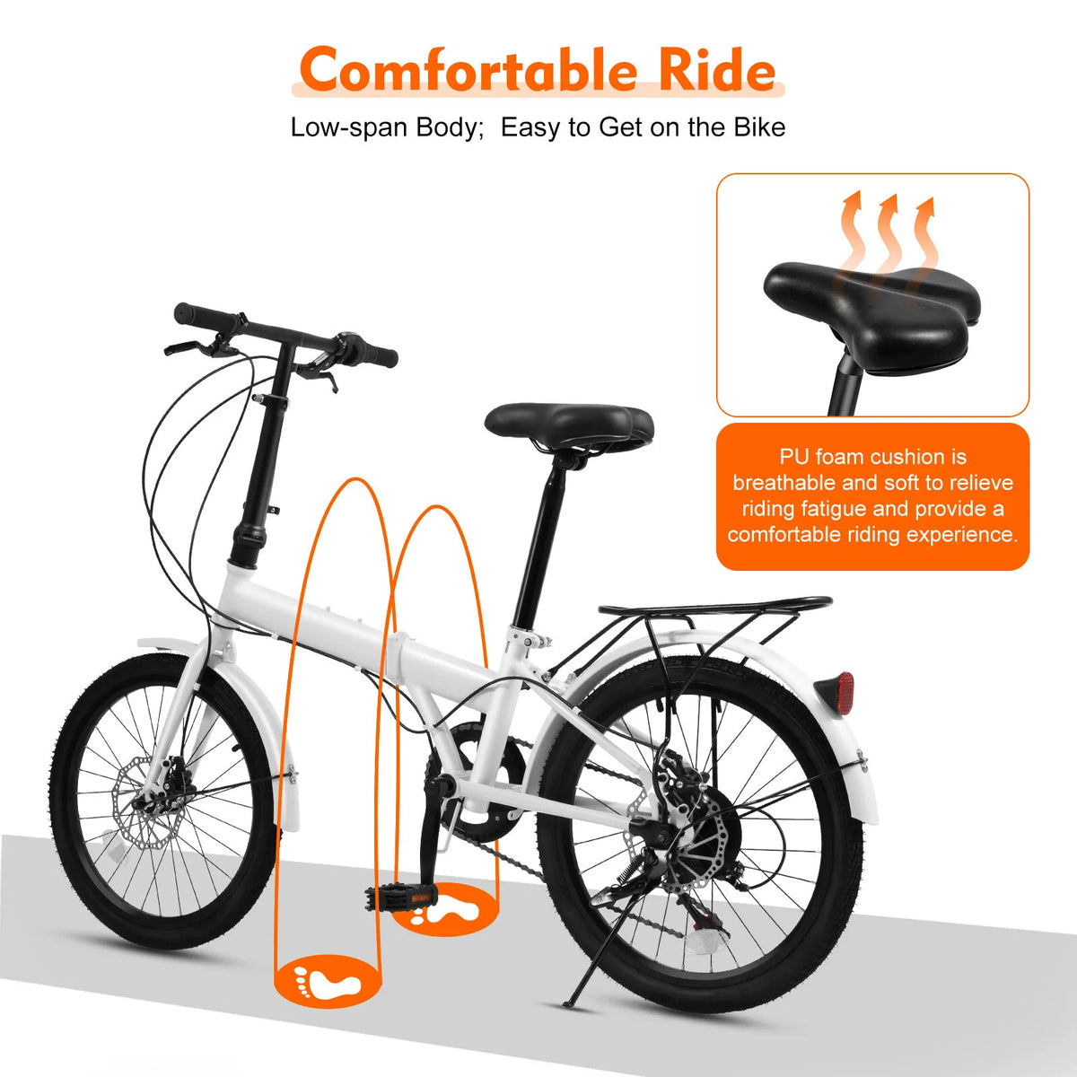 20 Inch Folding Bike 7 Speed Foldable Bicycle for Teens and Adults Lightweight City Commuter