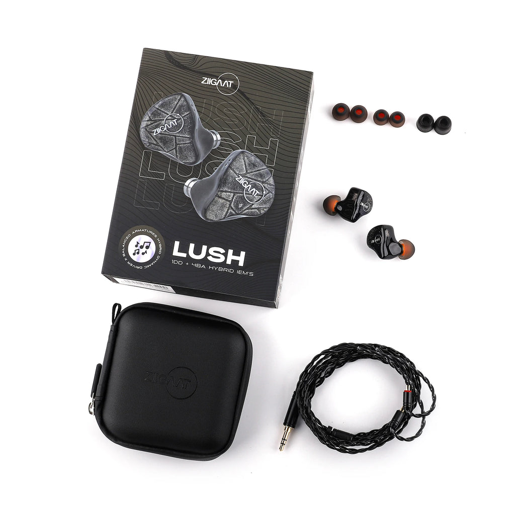 ZiiGaat Lush Studio 1DD+4BA Hybrid IEM Hifi Earphone Wired Earbuds with Neutral Tonal Balance and Hand Assembled Quality