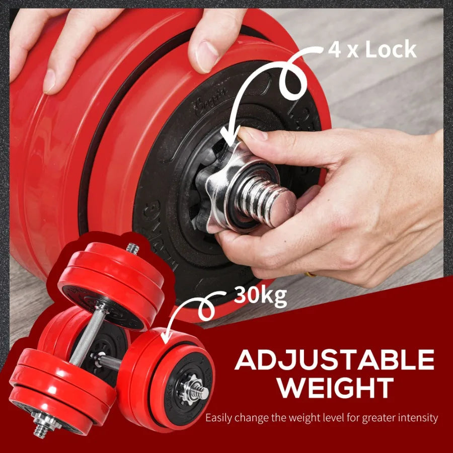 66lbs Dumbbell and Barbell Adjustable Set Two-In-One Strength Muscle Exercise Fitness Plate Bar Clamp Rod for Home Gym
