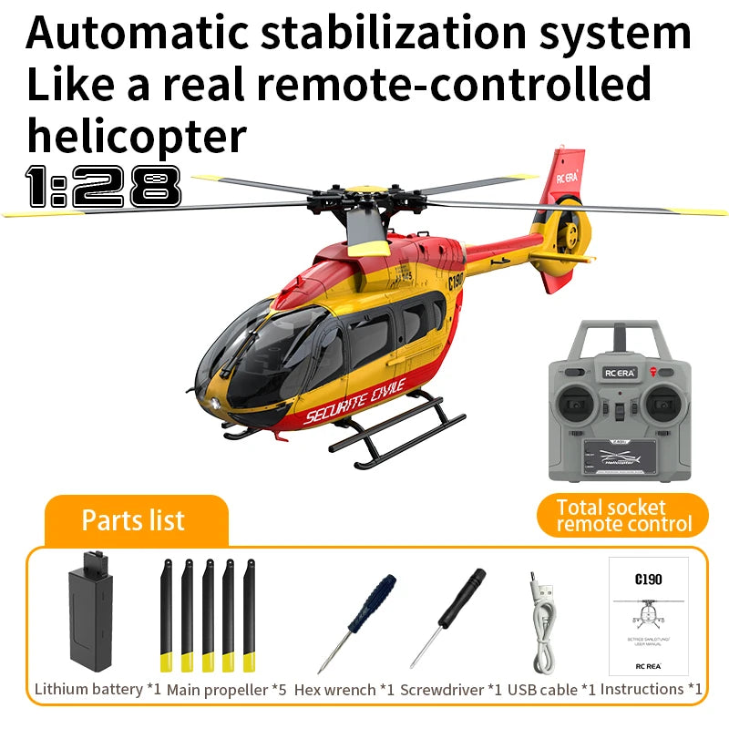 RC ERA C190 H145 1:30 Scale Optical Flow Positioning Gyro Stabilized RC Helicopter Remote Control Aircraft Hobby Toys for Adult