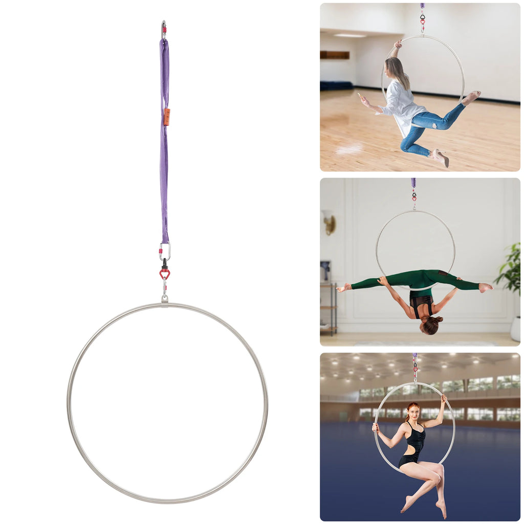 5.3kg Stainless Steel Magnesium Alloy Aerial Hoop Kit 95cm Diameter 2.5cm Tube Diameter 10KN Load Capacity Aerial Yoga Equipment