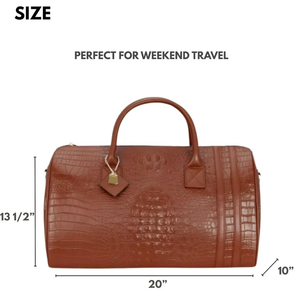 TSA Approved Premium Vegan Leather Travel Duffel Bag, Carry-On Size for Men and Women, Gold Hardware, Ideal for Tote & Carry Nee
