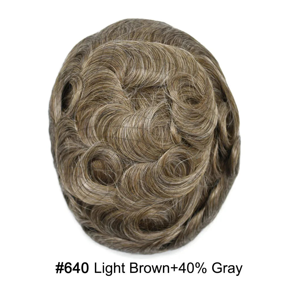 Mens Toupee Full Poly 0.10mm Injection Pu Human Hair System Hairpieces Male Hair Prosthesis Male Wig for Hair Loss Solution