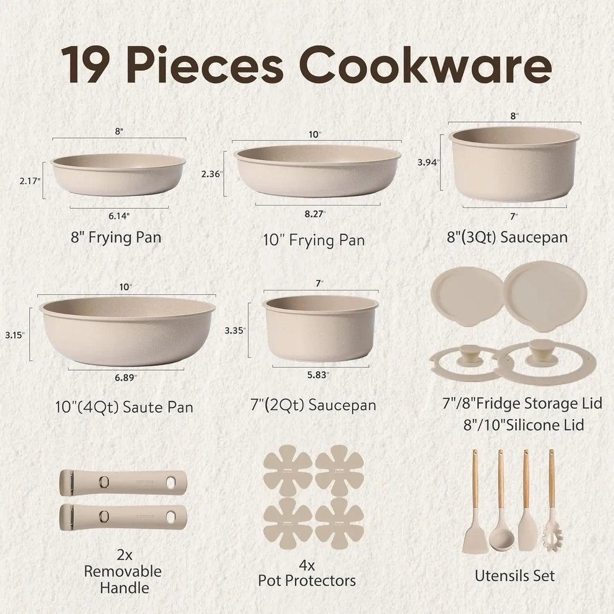 Pots and Pans Set Non Stick, Nonstick Cookware Set Detachable Handle, Induction Kitchen Cooking Sets with Removable