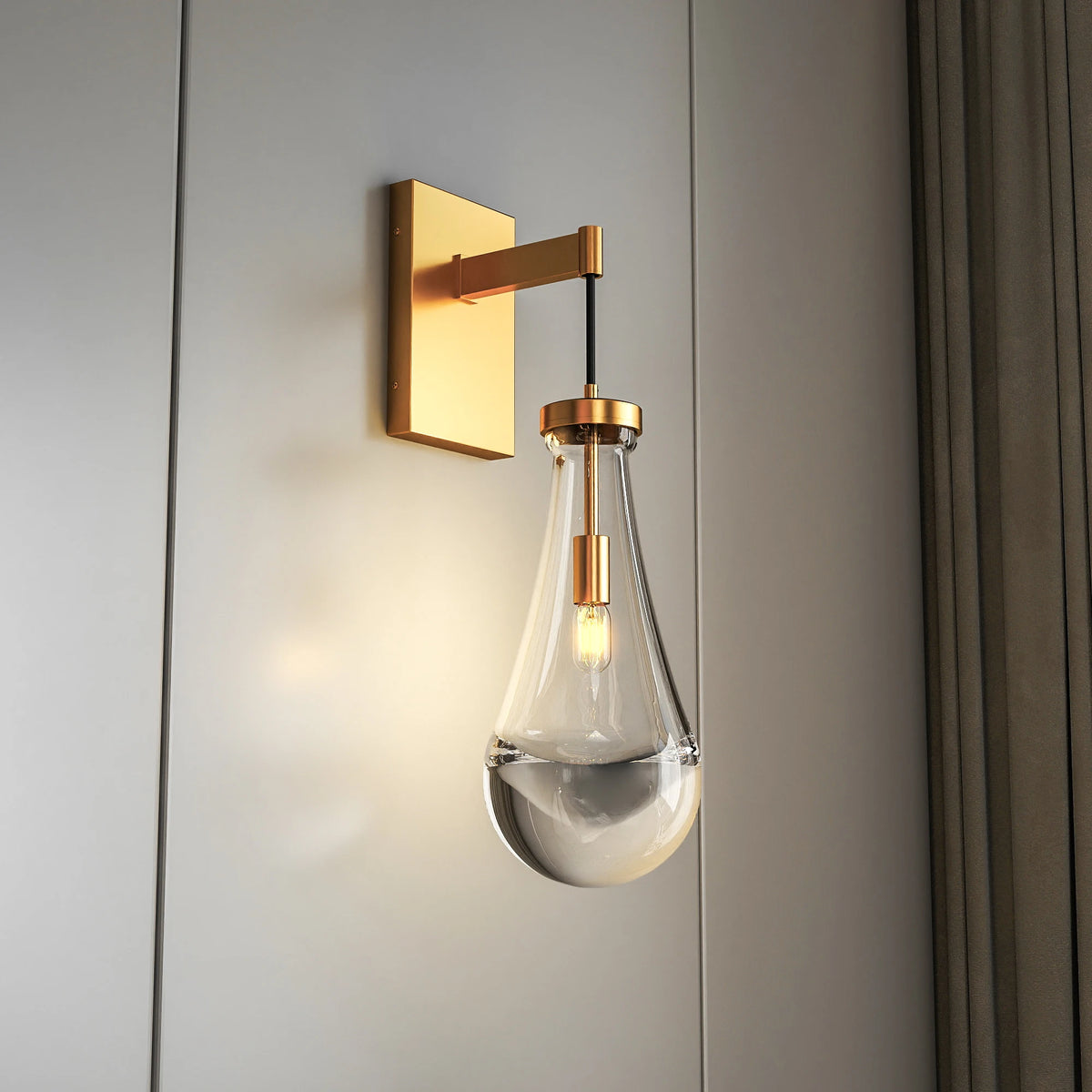 Gold Luxury Raindrop Hand-Blown Glass Wall Light E12 Base Modern Decorative Lamp for Living Room Bedroom Staircase Bathroom