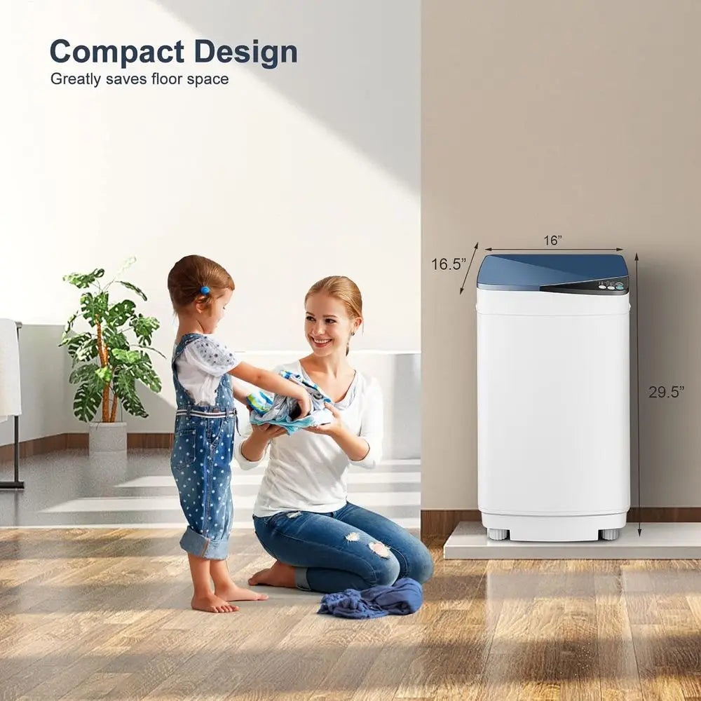 Compact 7.7lbs Portable Laundry Washer and Spin Dryer Combo with 6 Programs, Built-in Light, Ideal for Camping, RVs, Dorms, Blue