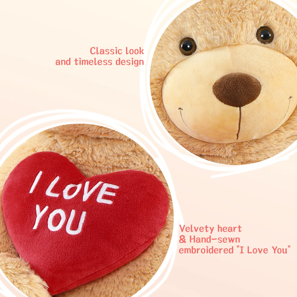310cm / 10ft Huge Apricot Plush Bear Holding Heart - Massive Gift & Decor for Girlfriend,Boyfriend，Cuddly Gift for Kids Birthday