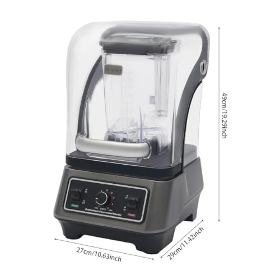 1600W Commercial Blender with Thick Shield 2L Large Ccity Professional Countertop Blending Machine with 9 Speeds 23000 RPM for