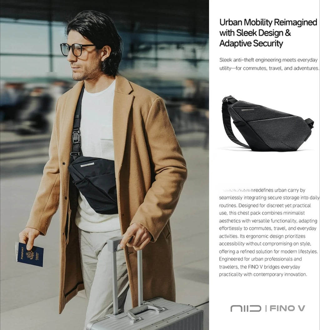 NIID FINO V Sling Bag,Anti Theft Bag,Sling Bag for Men,Ultra Slim Chest Pack,Crossbody Sling Bags for SWITCH 2