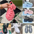 Designer Luxury sandals slippers designer shoes women's casual shoes beach shoes thick soled brown pink knitting shoemaker luxur