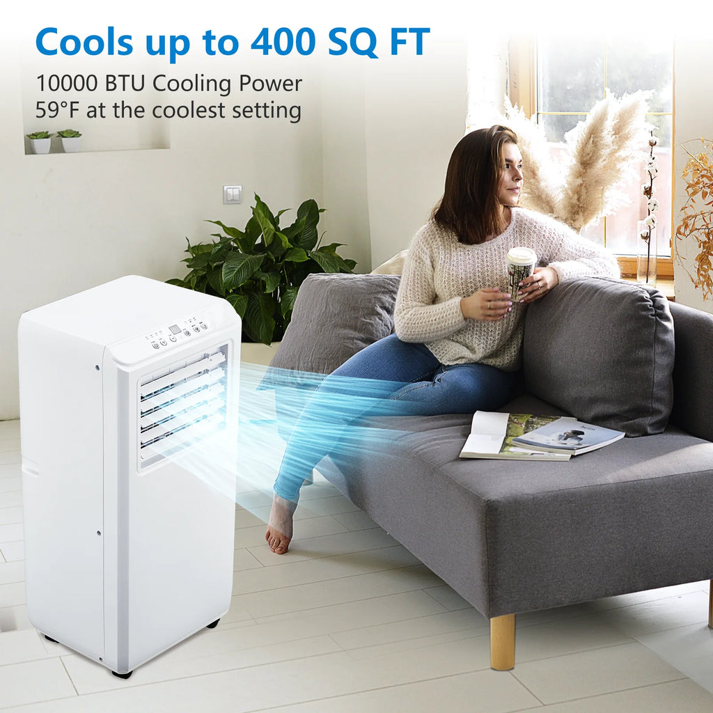 10000 BTU Portable Air Conditioner, 3-in-1 Cool/Dehumidifier/Fan For 450 Sq Ft, Quiet Floor AC With 24H Timer & Window Kit