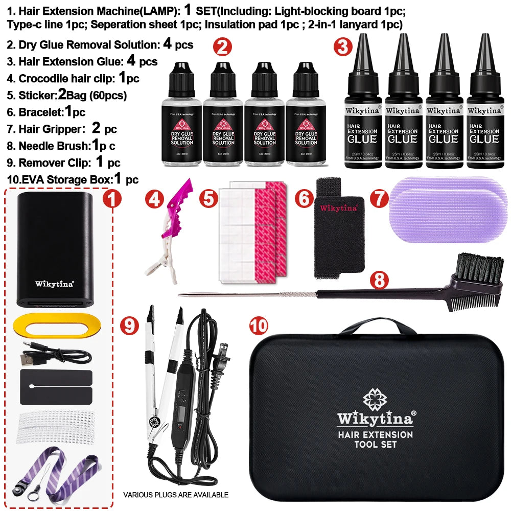 UV Light Hair Extension Kit 2026 with V Light Tools Glue and Curing Lighter for Professional Hair Extensions at Home or Salon