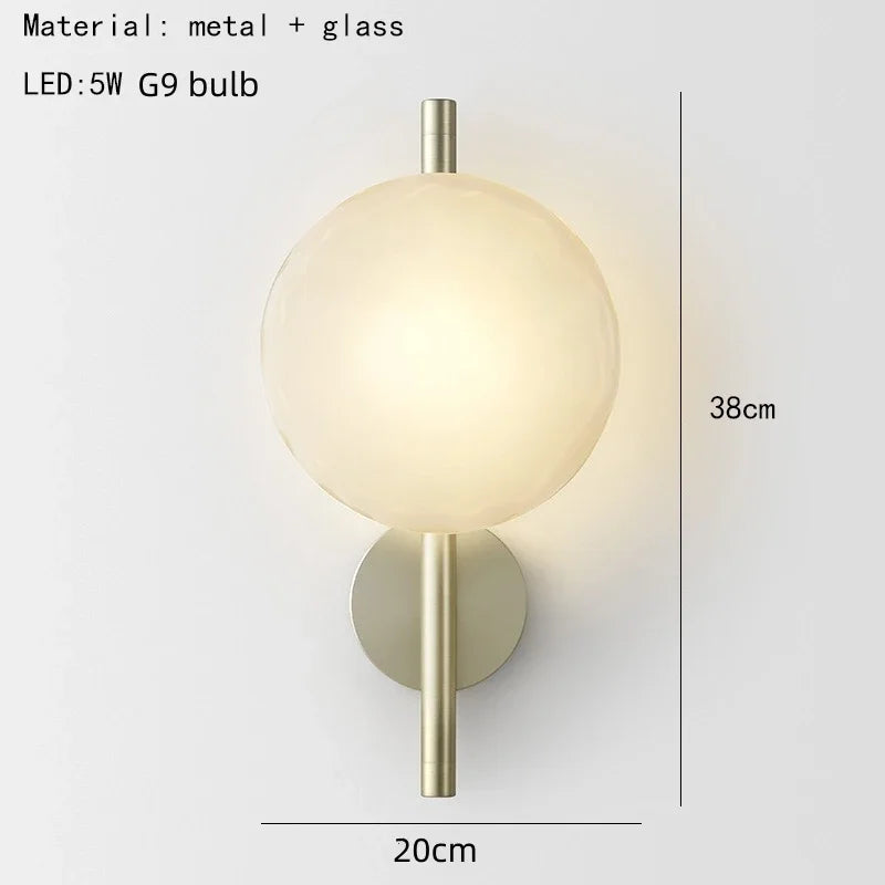 Nordic Gray White Clear Glass  Light Gold Black Metal Lamp G9 Bulb for Bedroom Parlor Restaurant Corridor Aisle Wall Decor