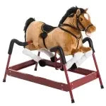 Spring Rocking Horse with Realistic Sounds Plush Ride on Toy 176LBS Capacity for Kids Ages 3 and Up Metal Frame