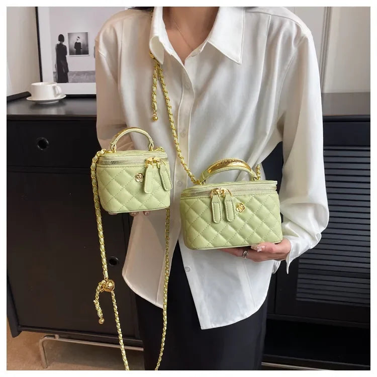 Designer Mini Shoulder Purse Lingerie Embroidery Line Small Square Female 2025 New Fashion Chain Crossbody Luxury Handbag Cosmet
