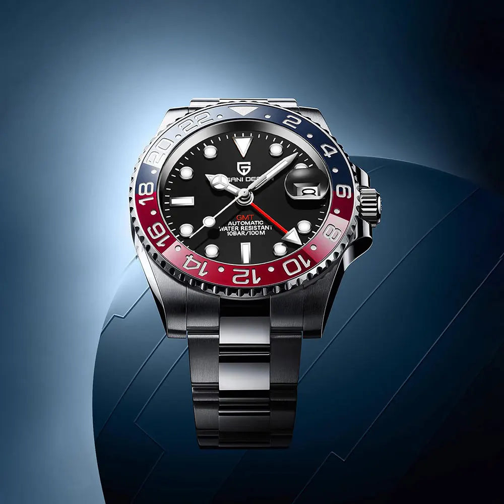 New PD-1662 PAGANI DESIGN GMT Automatic Wristwatch Stainless Steel 100M Waterproof Men Watch Top Brand 40mm Mechanical Watch Men