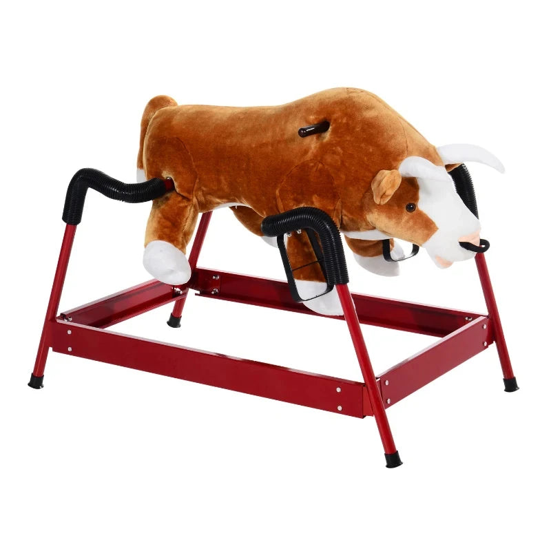Spring Rocking Horse with Realistic Sounds Plush Ride on Toy 176LBS Capacity for Kids Ages 3 and Up Metal Frame