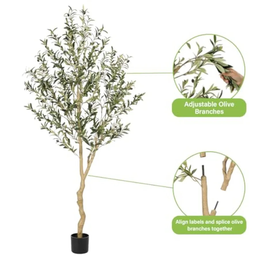 6ft Faux Olive Tree Tall Olive Tree Plants Fake Potted Olive Silk Tree Artificial Olive Trees for Modern Home Office Living Roo