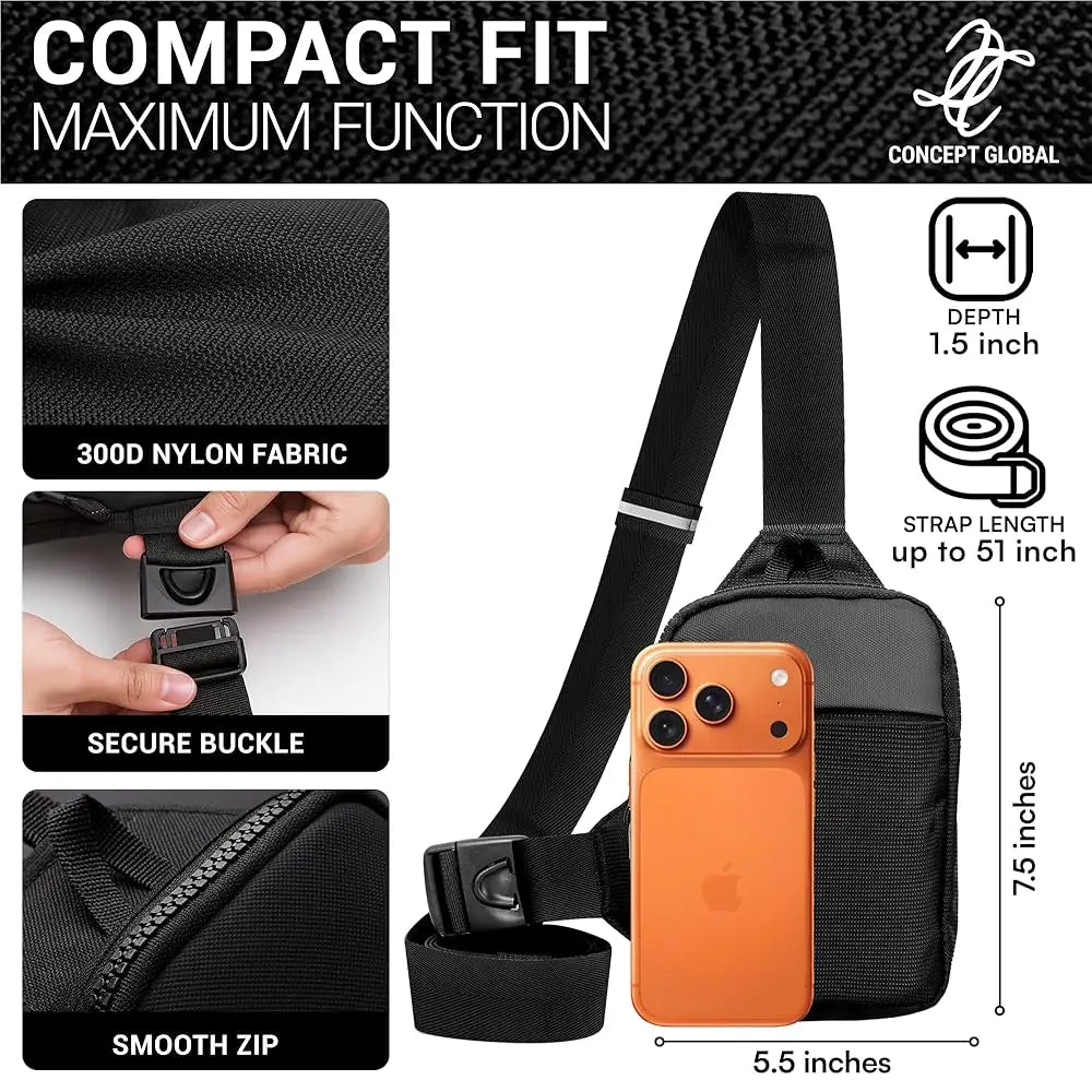 Travel Sling Bag for Men & Women - Water Resistant Crossbody Multipocket Chest Bag with Anti-Theft & RFID