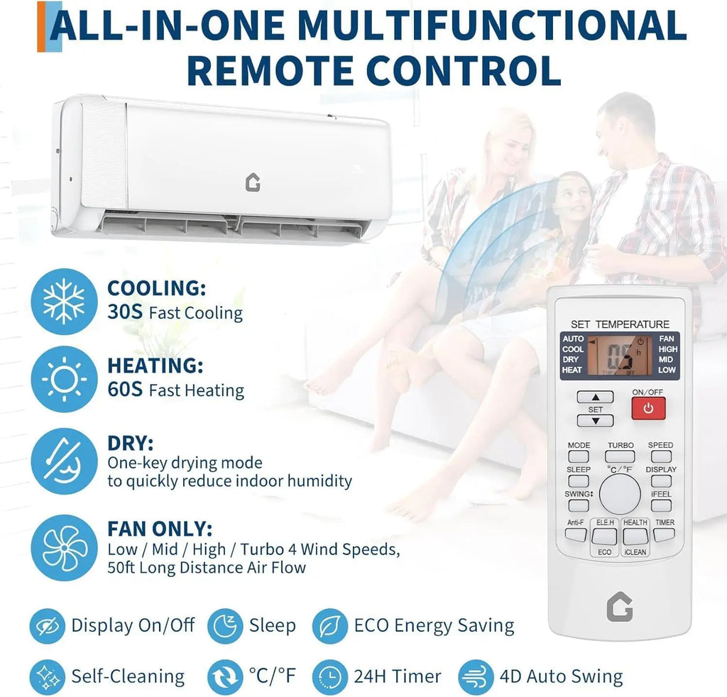 12000 BTU Wifi Mini Split Air Conditioner with Heater 230V Energy Ductless Wall-Mounted AC Unit with Remote/Installation Kit