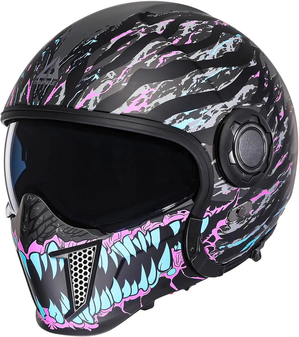 Full Face Motorcycle Helmets Off-Road Motocross Helmet for Men Women Dual Visor with Internal Tinted Sunshield Open Face 3/4 Adu