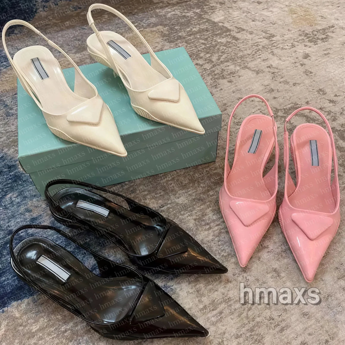 kitten Slingback Designer Sandals Women Heels Dress Shoes Pumps Black Leather Pointed Toe Sandals 3.5CM 7.5CM White Heel Comfy F