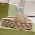 Designer Sandals slippers embroidered slippers Sandals Platform sliders canvas Flat Mules Platform Embroidered Linen High Heel S