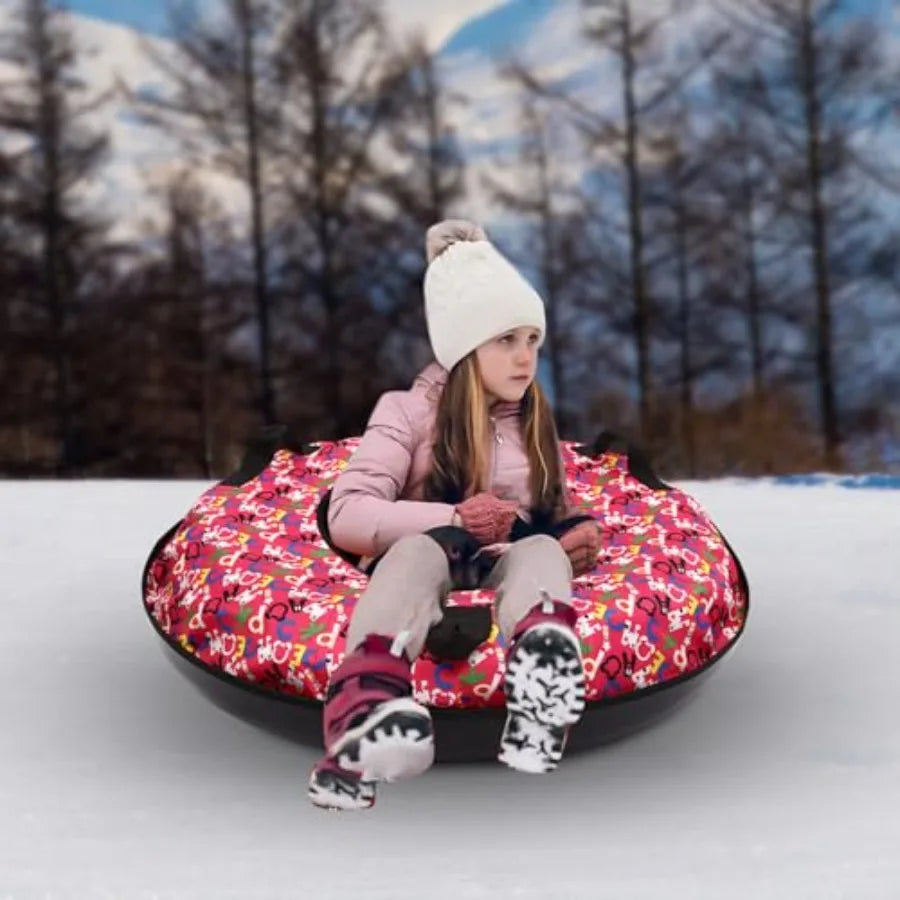35.4 Inch Snow Tube Ox Cloth Heavy Duty Snow Sleds Inflatable Snow Tube Sled with Thickened Bottom Protable Winter Snow Sleddin