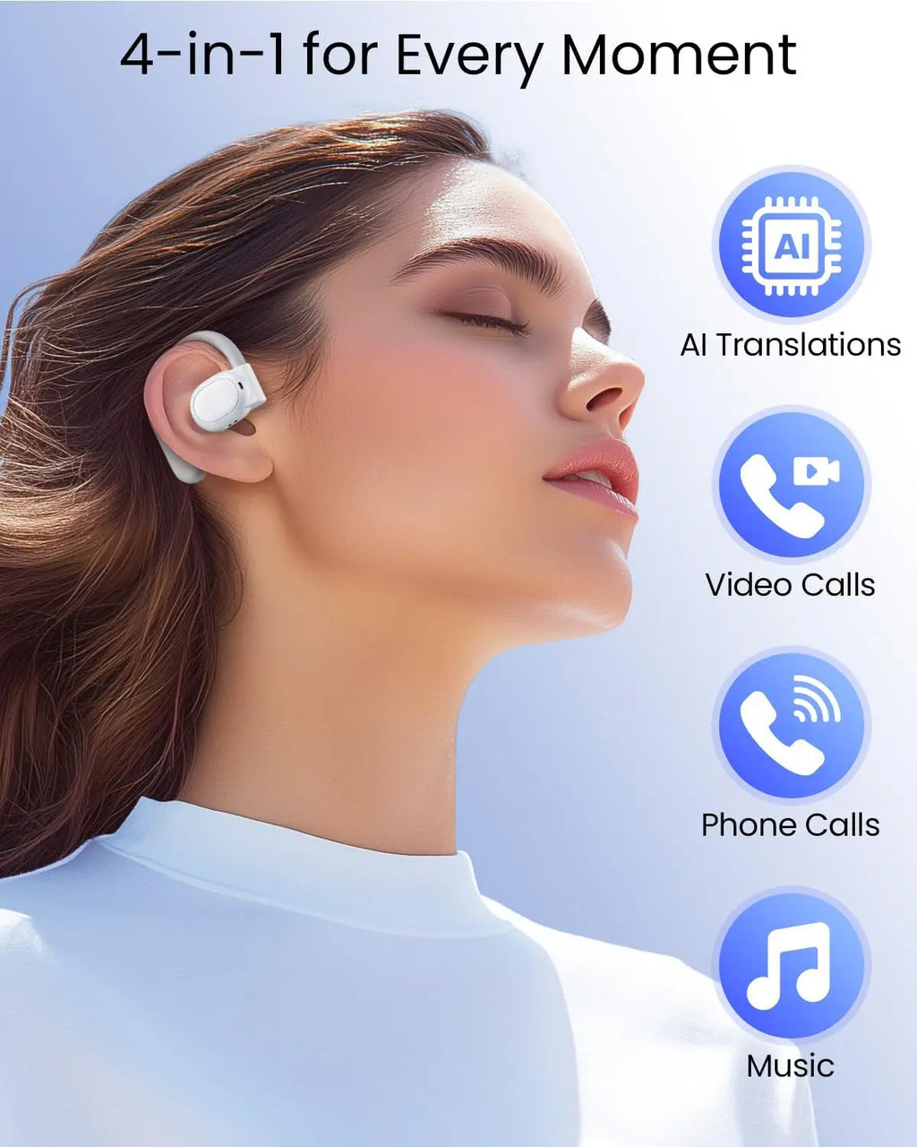 AI Translation Earbuds Real-Time 164 Languages 80H Playtime Wireless Bluetooth for Travel Business