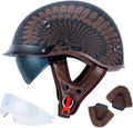 Half Helmet Motorcycle DOT Approved Open Face Helmet with Sun Visor and Quick Release Buckle for Adults Men and Women