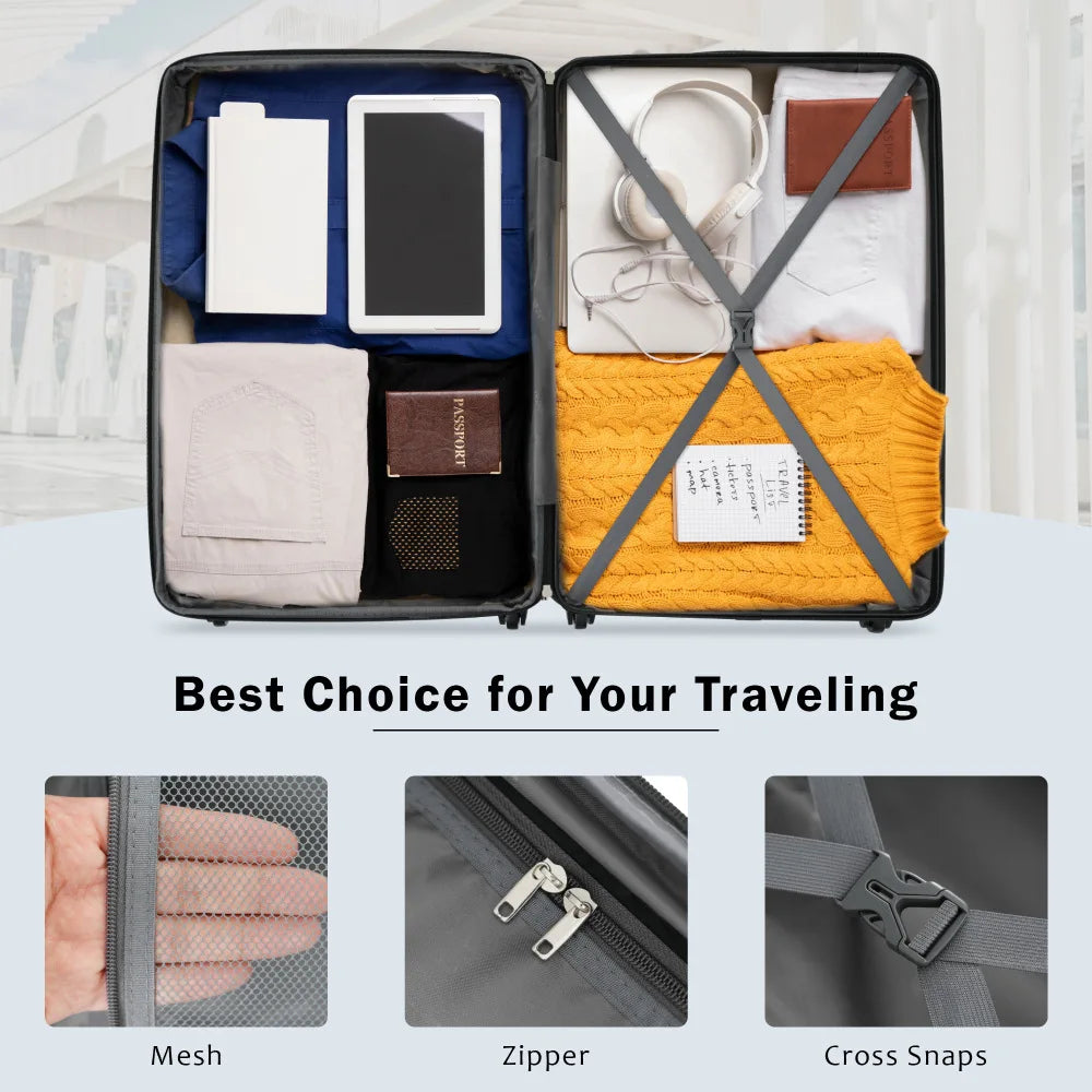 2 Piece Luggage Set with Bags Expanable Spinner Wheels ABS Lightweight Suitcase with TSA Lock 20inch+28inch