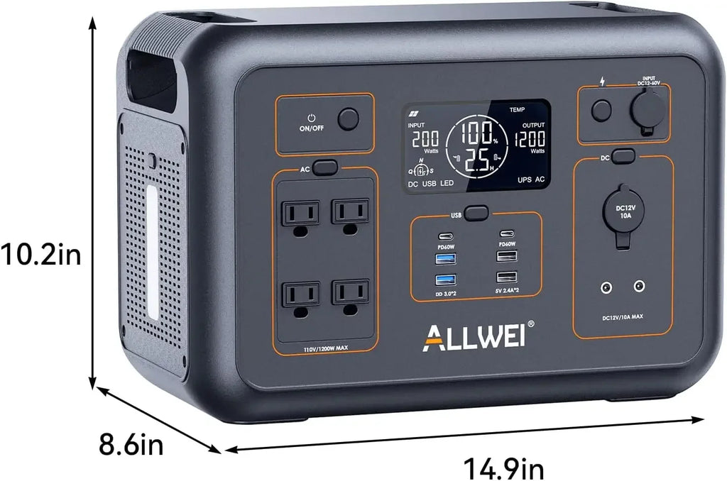LiFePO4 Portable Power Station 1200W, 1008Wh Solar Generator with UPS Mode, 1.5Hrs Fast Charge, 4 AC Outlet(Surge 2400W)