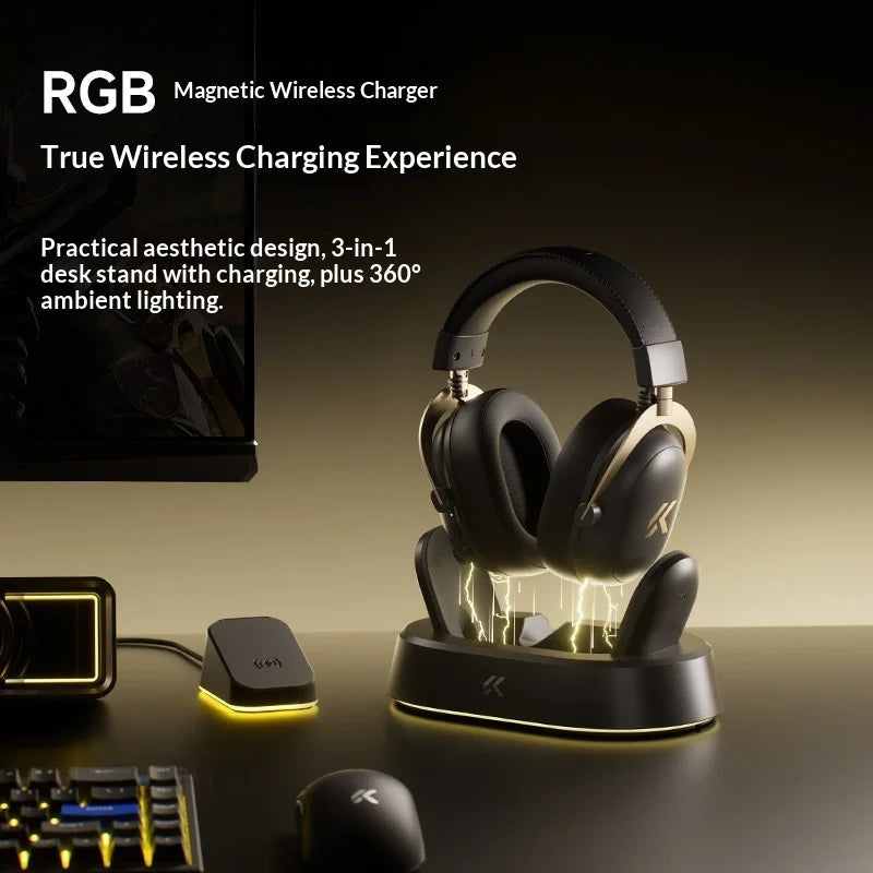 MCHOSE V9 Turbo Gaming Headset Support BT 2.4G Low Latency Wireless E-Sport Top Speed Connection with 2000mAh Magnetic Charging