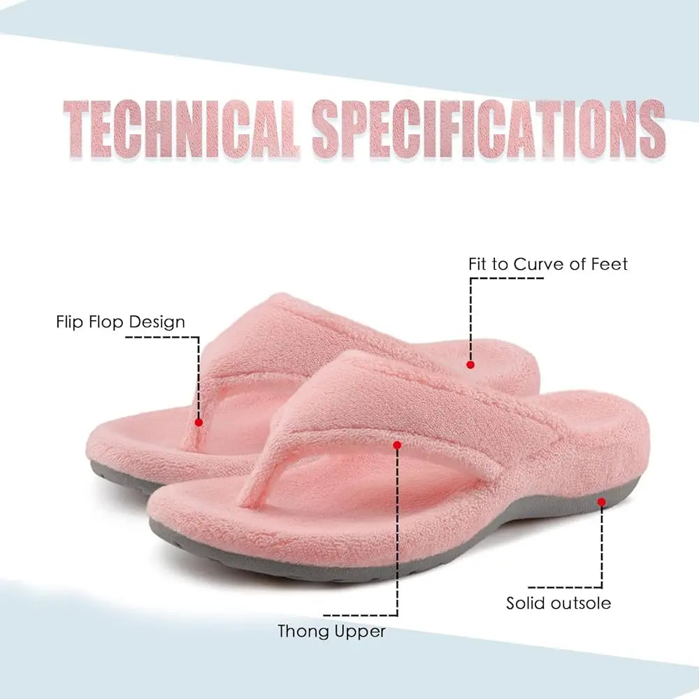 Women's Flip Flop Slippers with Arch Support Orthotic Insole Fuzzy Slides Thong Slippers for Women Indoor and Outdoor