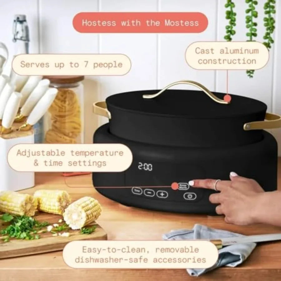 6-Quart 10-in-1 Electric Multi-Cooker with Digital Controls for Slow Cook Steam Saute Rice Oven-Safe Nonstick Pot in Stainless