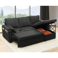 2-in-1 Sectional Sleeper Sofa with Storage, USB, Cup Holder, Pull-Out Couch in Gray