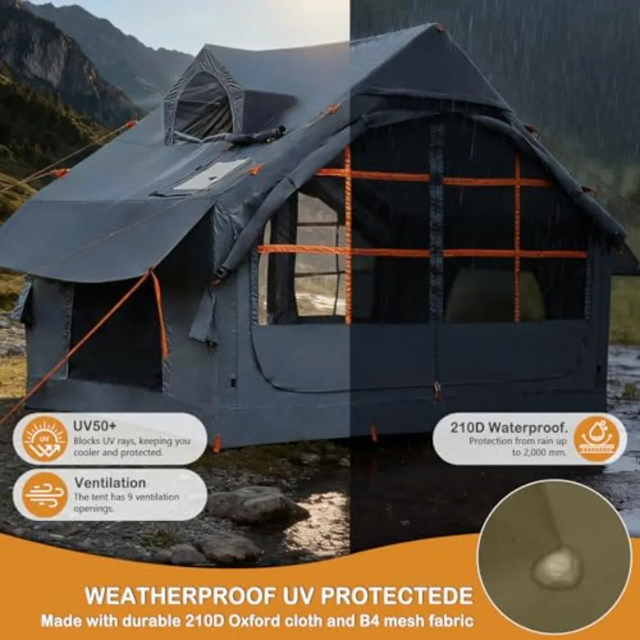 Inflatable Tents for Camping - Easy Blow Up Glamping Tent with Hand Pump Waterproof PVC Air Inflatable Tent House for Family We