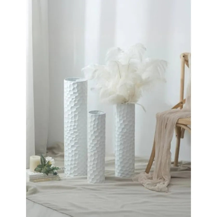 Tall Vases Floor Standing: Extra Large Floor Vase for Living Room 27.6/21.7in - Metal Tall Flower Vase for Pampas Grass - Moder