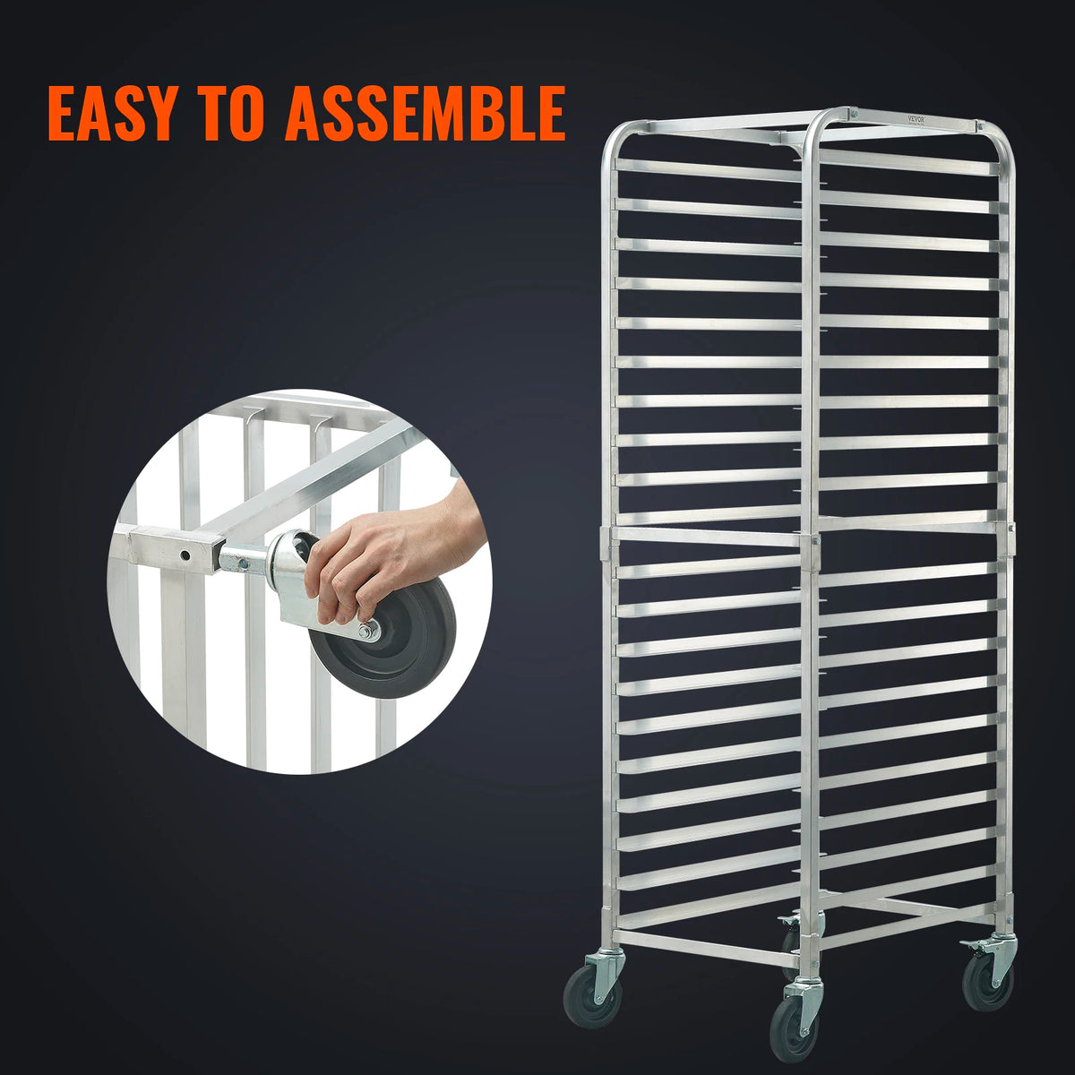 SucceBuy 20-Tier Sheet Bun Pan Rack Commercial Bakery Rack with Wheels Aluminum Racking Trolley for Kitchen Restaurant Cafeteria