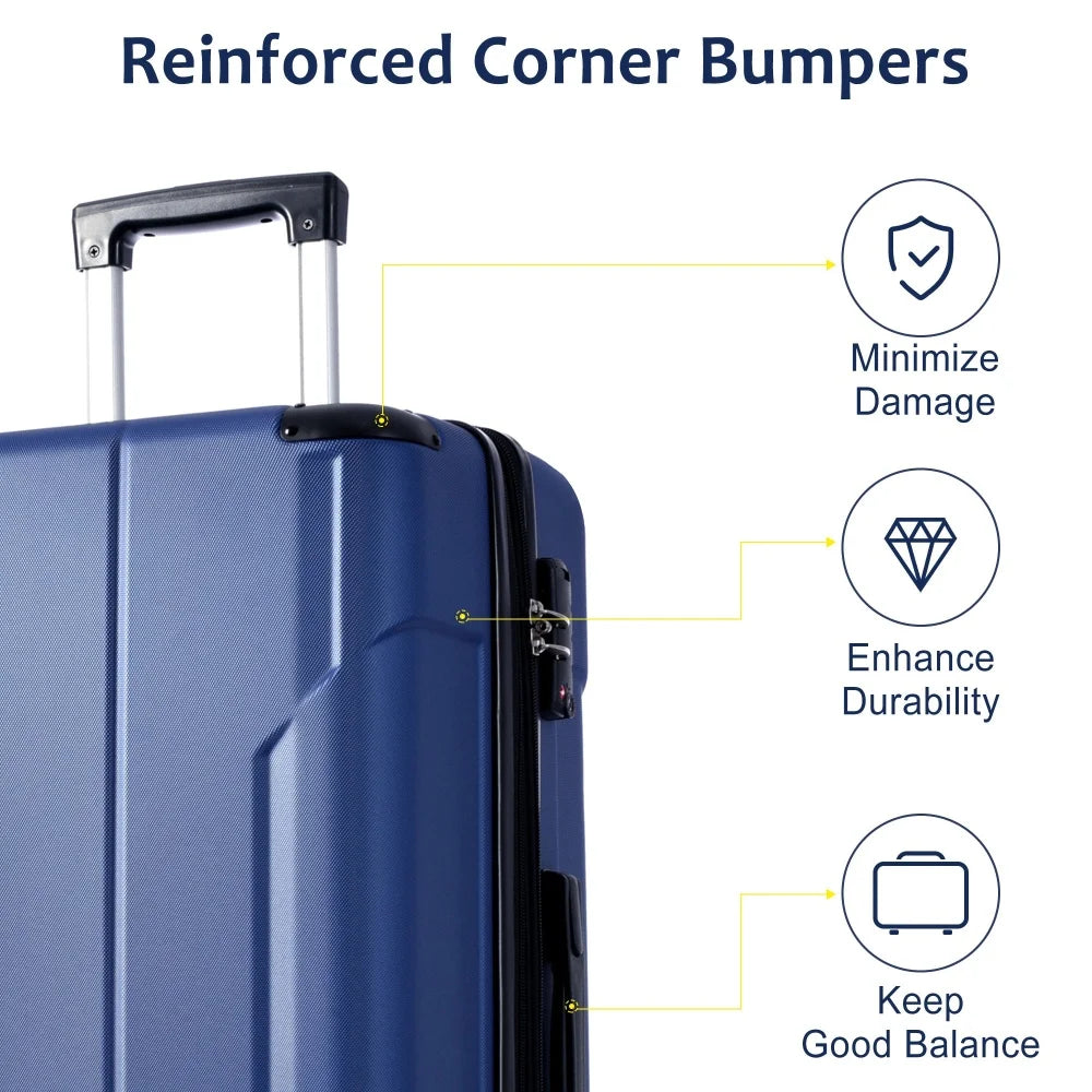 Expandable 2PCS ABS Hardshell Luggage Set Lightweight Spinner Wheels TSA Lock Daily Travel Suitcase for Men Women