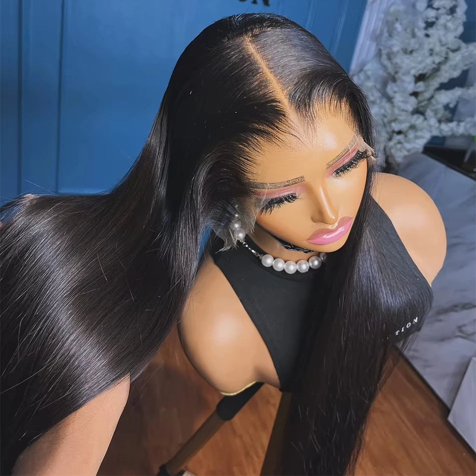40 50 Inch Bone Straight Human Hair Wigs 13x6 Hd Lace Frontal Wig Brazilian 250 Density Human Hair 360 Full Lace Front Wig