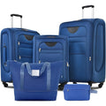 Lightweight and expandable soft-sided luggage set, large capacity suitcase with rotating wheels and adjustable telescopic handle