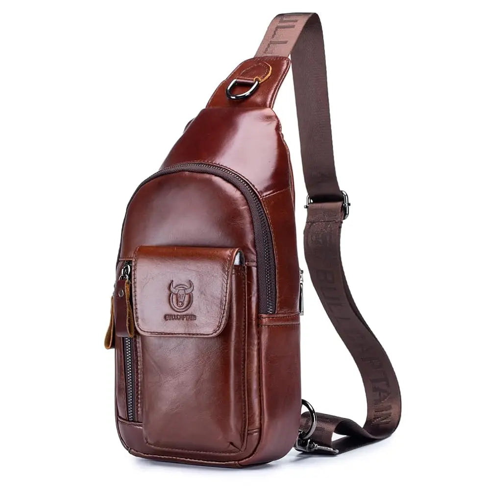 Vintage Leather Sling Bag Backpack for Men Crossbody Shoulder Chest Day Pack Backpacks