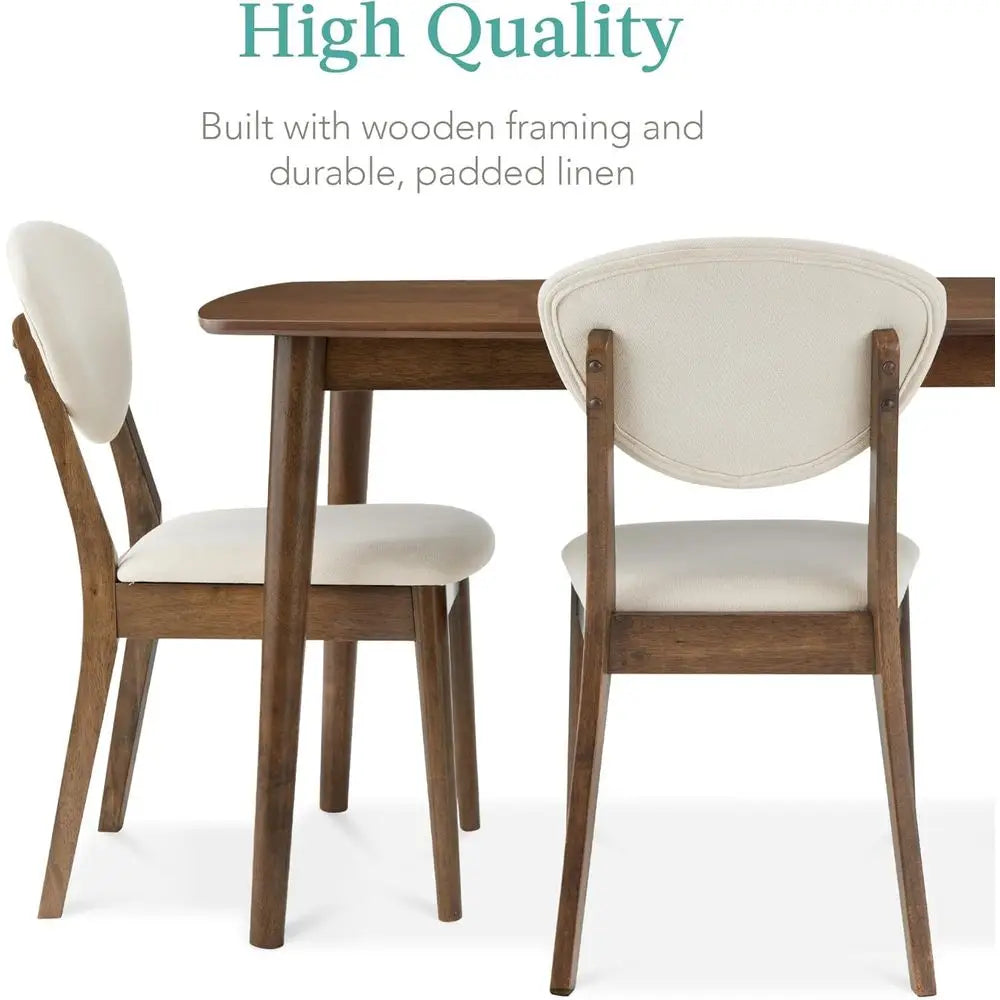 5-Piece Dining Set, Compact -Century ern Table & Chair Set or Home, Aparent w/ 4 Chairs, Padded Seats & Backrests, Wooden e - Wa