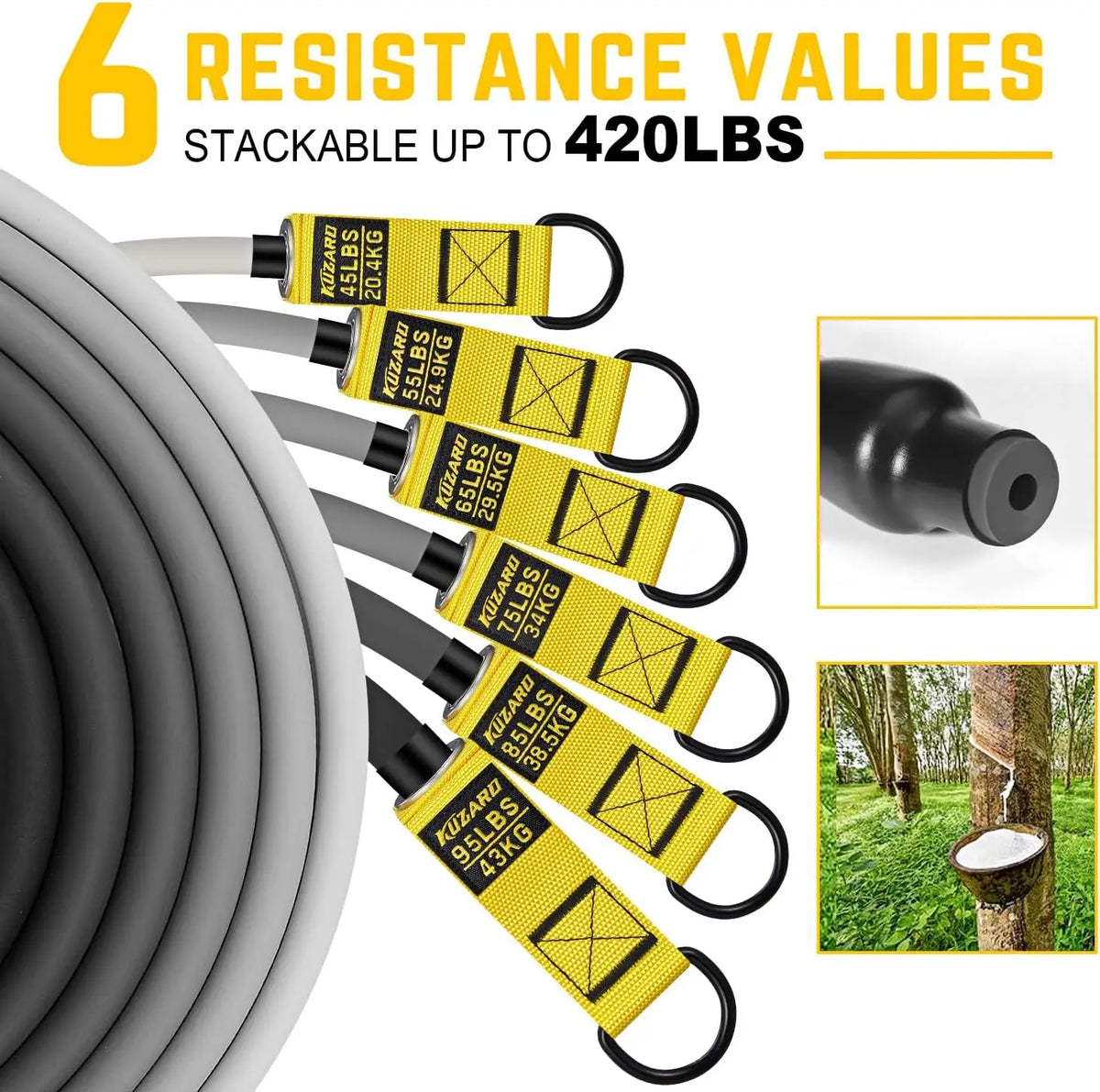 300lbs Heavy Resistance Bands Set with Handles for Strength Training, Yoga & Home Workout Equipment