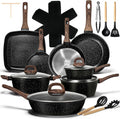 25-Piece Nonstick Ceramic Cookware Set, Healthy & Induction Compatible, PFAS-Free, Classic Black